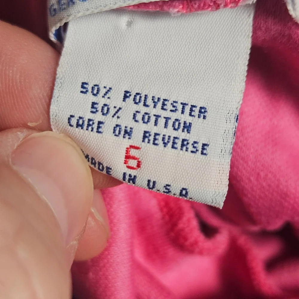 Vintage OshKosh B'gosh Girls Pink Turtleneck Floral Ruffle Top 6 Preppy USA Made